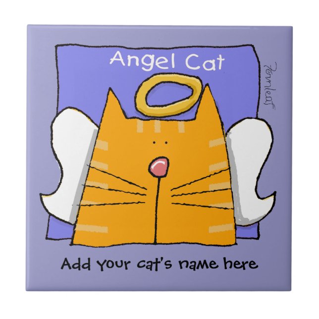 Orange Tabby katt Angel Personalize Kakelplatta (Framsidan)