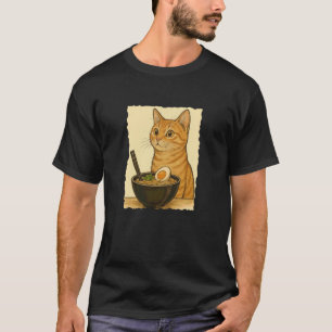 Orange Tabby Katt Äter Ramen Nudlar Japansk Vinta T Shirt
