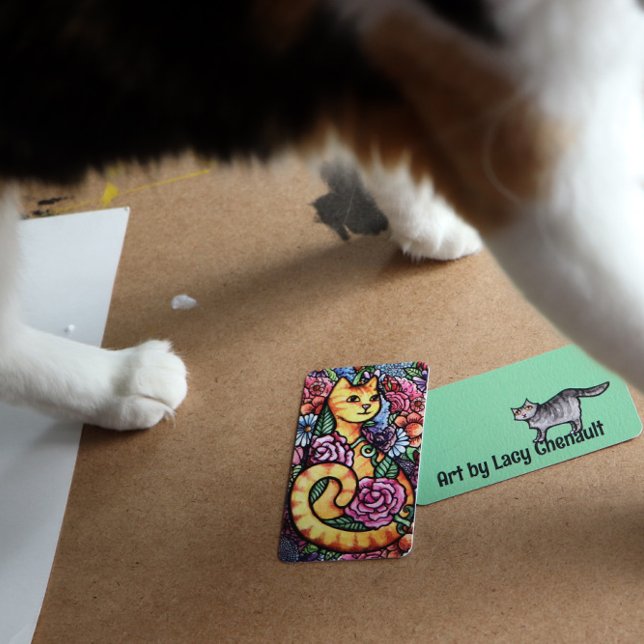 Orange Tabby katt Blomsterträdgård Anteckningskort (Skapare uppladdad)