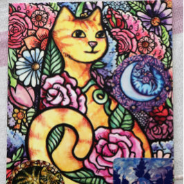 Orange Tabby katt Blomsterträdgård Helg Vykort