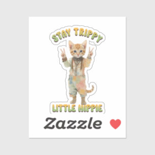Orange Tabby Katt Boho Stay Trippy Little Hippie Klistermärken