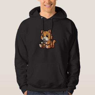Orange Tabby katt Bubble Tea Pet Funny Boba Hoodie
