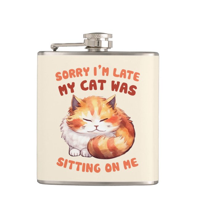 Orange Tabby katt - Förlåt att jag är sen Fickplunta (Framsidan)