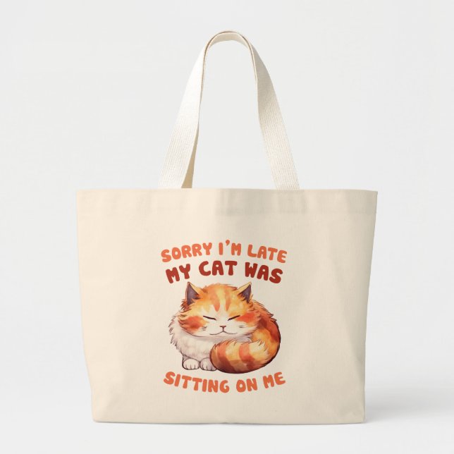 Orange Tabby katt - Förlåt att jag är sen Jumbo Tygkasse (Framsidan)