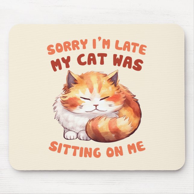 Orange Tabby katt - Förlåt att jag är sen Musmatta (Framsidan)