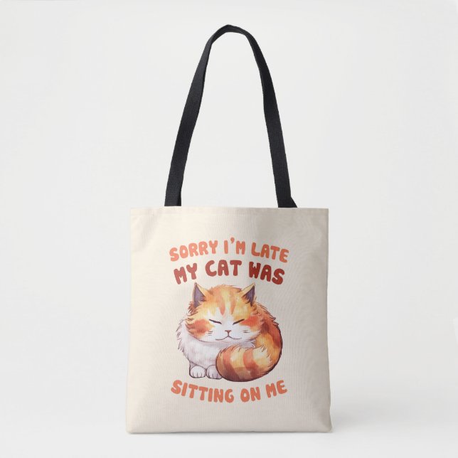 Orange Tabby katt - Förlåt att jag är sen Tygkasse (Framsida)
