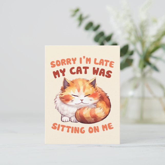 Orange Tabby katt - Förlåt att jag är sen Vykort (Stående Fram)
