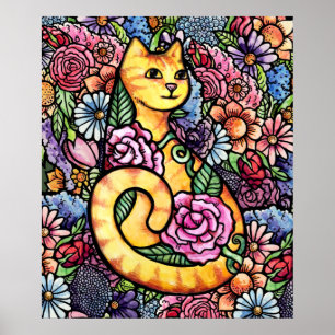 Orange Tabby katt Garden Poster