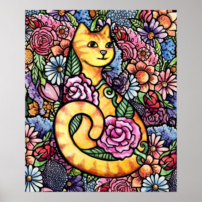 Orange Tabby katt Garden Poster (Framsidan)