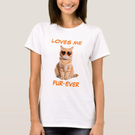 Orange Tabby katt Hjärtsformade solglasögon T Shirt