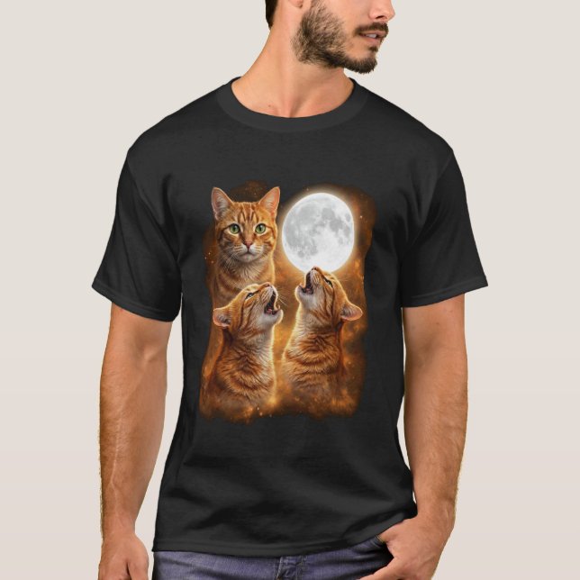 Orange Tabby Katt Hylande Mån Design Rolig Tabby K T Shirt (Framsida)