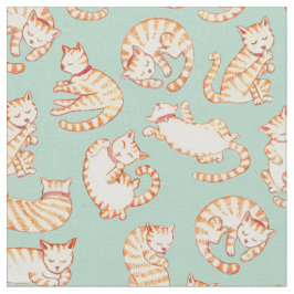 Orange tabby katt illustrerat mönster tyg
