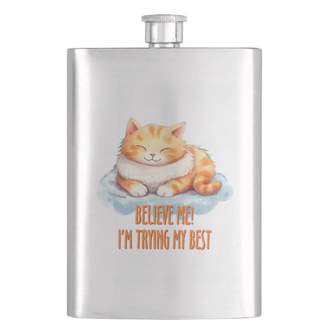 Orange Tabby katt - jag gör mitt bästa Fickplunta (Framsidan)