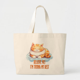 Orange Tabby katt - jag gör mitt bästa Jumbo Tygkasse