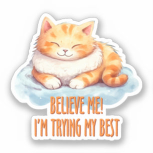 Orange Tabby katt - jag gör mitt bästa Klistermärken