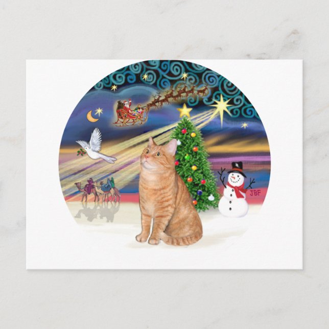 Orange Tabby Katt - Julmagi Helg Vykort (Framsida)