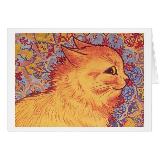 Orange Tabby katt Louis Wain-anteckningskort Hälsningskort (Framsidan Horizontal)