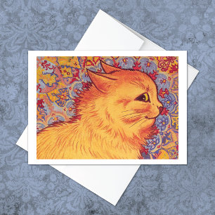 Orange Tabby katt Louis Wain-anteckningskort Hälsningskort