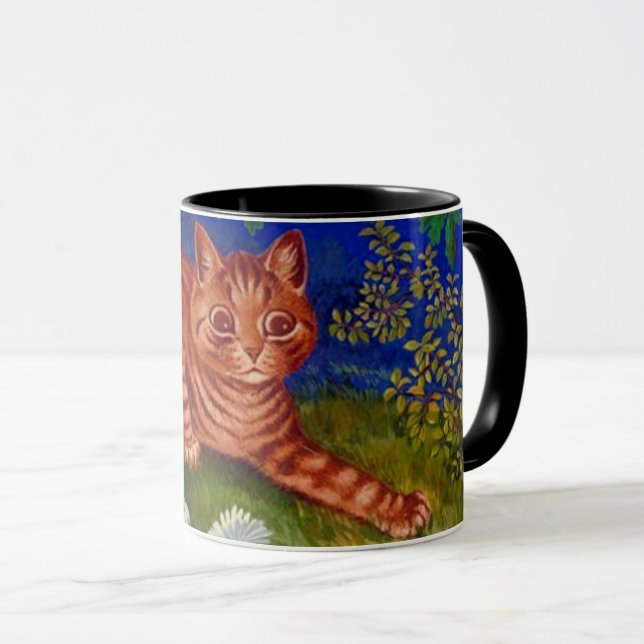 Orange Tabby katt målning av Louis Wain Mugg (Framsida höger)