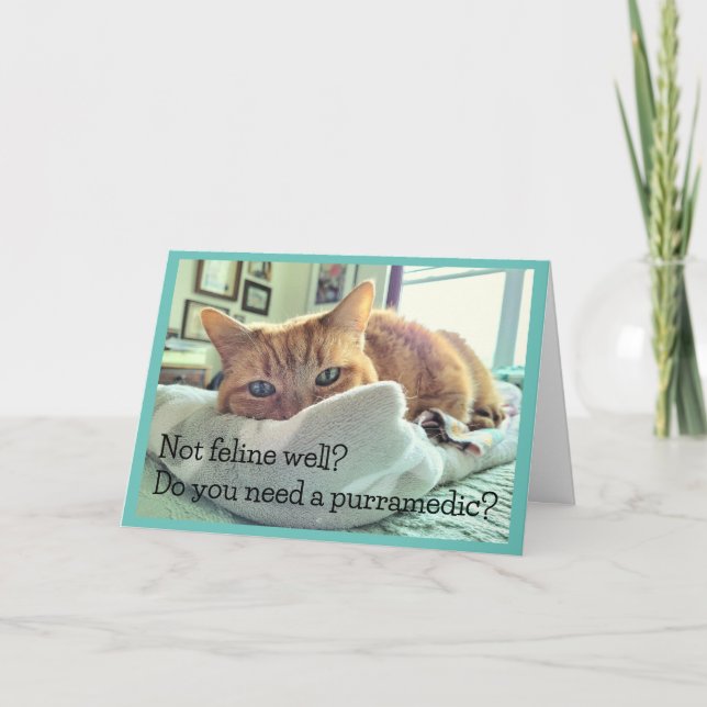Orange Tabby katt med Get well Önskemål Kort (Framsida)