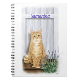 Orange Tabby katt med Lavender Anteckningsbok