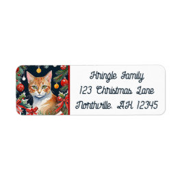 Orange Tabby katt Meowy God Jul Returadress Returadress Etikett