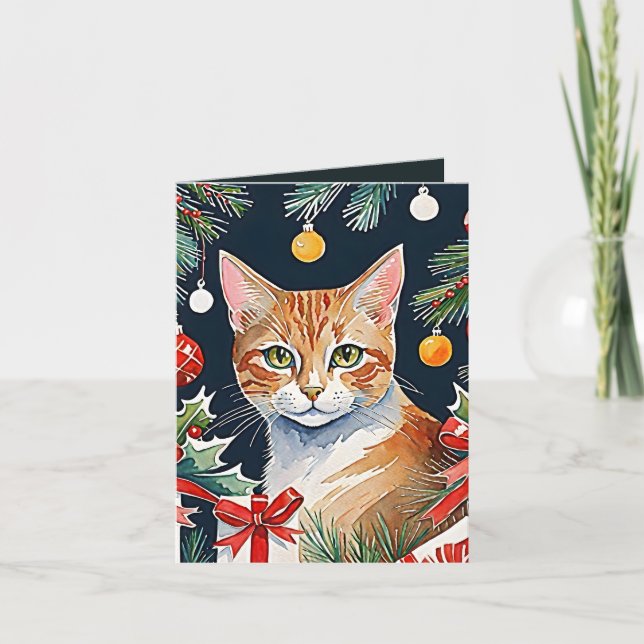 Orange Tabby katt Meowy-julkort Tack Kort (Framsida)