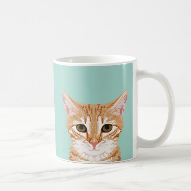 Orange Tabby Katt Mugg - Söt Katt Dam Gåva (Höger)