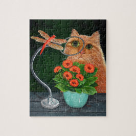 Orange Tabby katt och Dragonfly Pussel