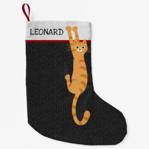 Orange Tabby katt på Anpassningsbar av stripe-ka Liten Julstrumpa
