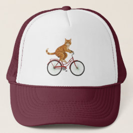 Orange Tabby Katt på en Cykel Keps