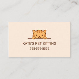 Orange Tabby katt Peeking Pet Sitta Service Visitkort