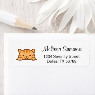Orange Tabby katt Pet Returadress Etikett