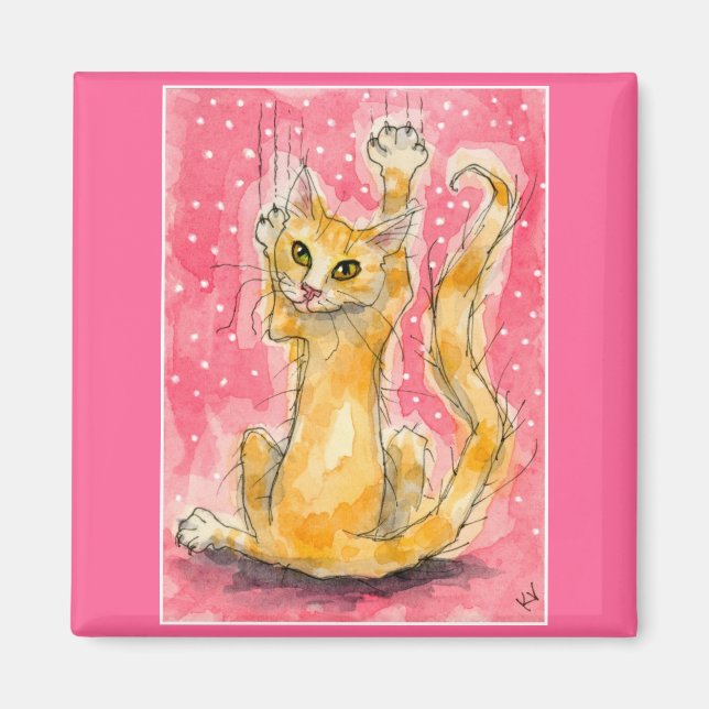 Orange tabby katt, rosa magnet (Framsidan)