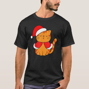 Orange Tabby katt Santa Hat jul Kat Bah humb T Shirt