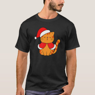 Orange Tabby katt Santa Hat jul Kat Bah humb T Shirt