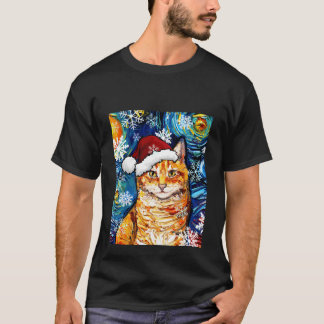 Orange Tabby katt Santa Starry Nattjulkonst T Shirt