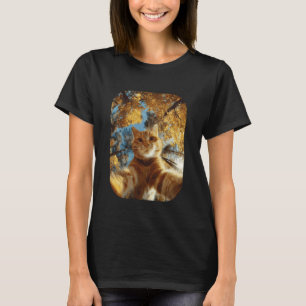 Orange Tabby Katt Selfie Höstlöv Höst Djur T Shirt