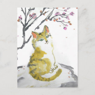 Orange Tabby katt stäng upp vykort