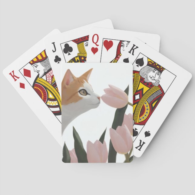 Orange Tabby Katt Tulpan Kärlek Casinokort (Baksidan)