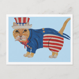 Orange Tabby Katt Uncle Sam Meddelande Vykort