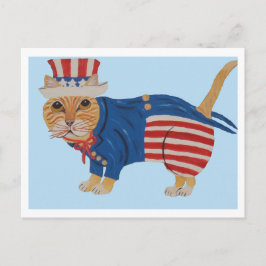 Orange Tabby Katt Uncle Sam Meddelande Vykort