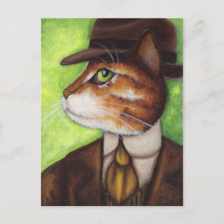 Orange Tabby katt under Kostym Tie Hat-vykort Vykort