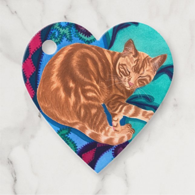 Orange Tabby katt vattenfärg Gåvor Etiketter (Framsida)