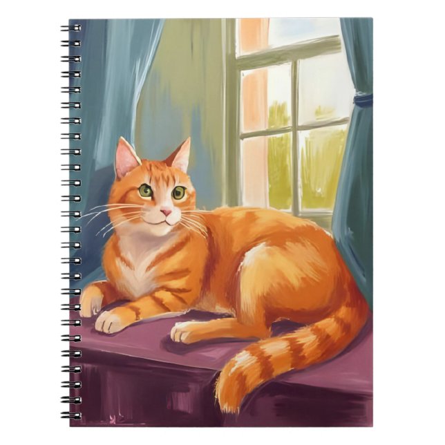 Orange Tabby Katt Vattenfärg Husdjur Anteckningsbok (Framsidan)
