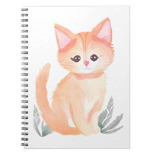 Orange Tabby Katt Vattenfärg Kattunge Anteckningsbok