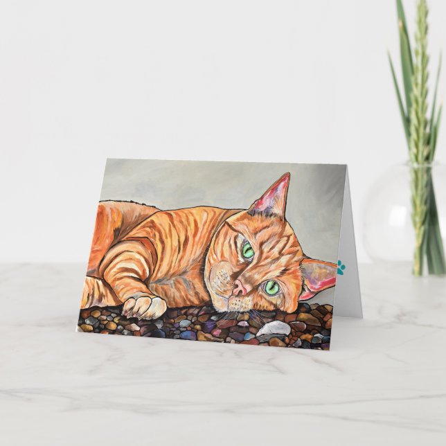 Orange tabby katthälsningkort kort (Framsida)