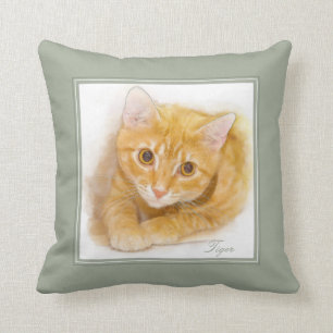 Orange tabby kattmålning kudde