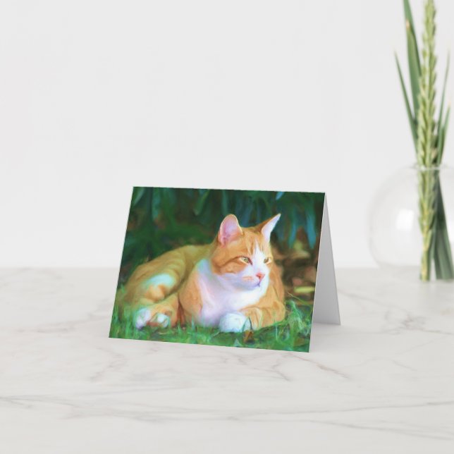 Orange tabby kattnotecard kort (Framsida)