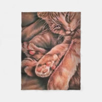 Orange tabby kattteckning som krullas upp